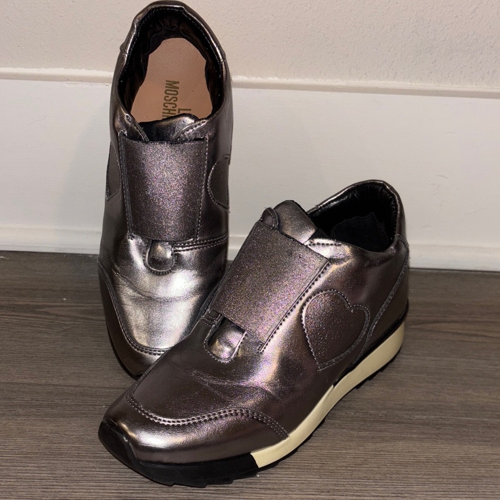 Love Moschino Metallic Silver Sneakers